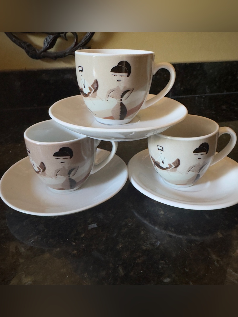 Retro Espresso Cups 3 Shag by Josh Agle Mid Century Modern MCM Atomic Lounge